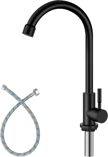 Aolemi Agua fría solo grifo de cocina grifo negro 304 fregadero de acero inoxidable grifo de arco alto