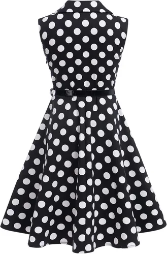 Miniatura 3 de Vestido de té para niñas, estilo vintage, de los años 50, con diseño de lunares, estilo Rockabilly para fiesta de graduación, vestido de té