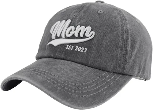 Miniatura 2 de Gomthrpc Mom Est 2024 - Gorra de béisbol para mujer, divertida gorra de béisbol ajustable de algodón lavado bordado en 3D