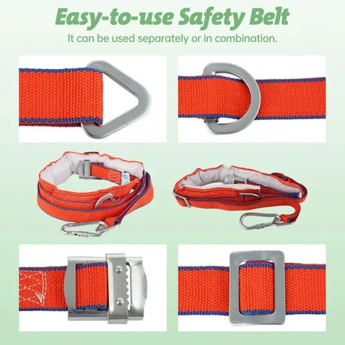 Miniatura 4 de Homaisson Juego de picos de escalada de árboles, picos ajustables para trepar árboles, engranajes portátiles para trepar árboles con cinturón