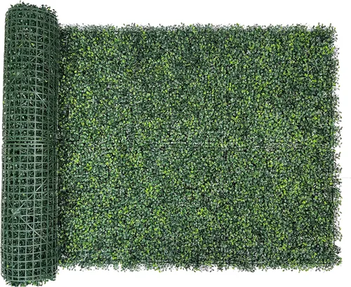 Miniatura 10 de Bybeton Paneles de pared de césped artificial, 10 x 10 pulgadas (12 unidades), paneles de boj anti rayos UV, telón de fondo de pared verde