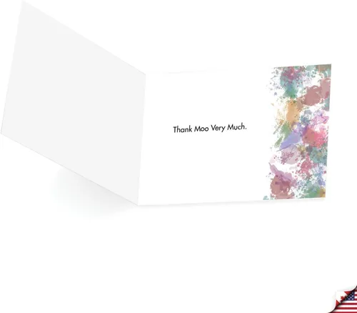 Miniatura 2 de The Best Card Company - Dulce tarjeta de agradecimiento con sobre, colorido animal impreso gratitud saludo - Cow Funky Rainbow Wildlife CQ4948ETYG