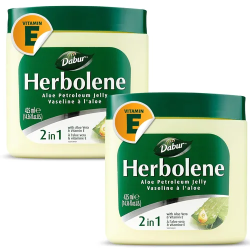Dabur Herbolene Aloe Vera Gel Petroleum Jelly - Mejorado con vitamina E para una hidratación profunda e intensiva de la piel, suave para la piel