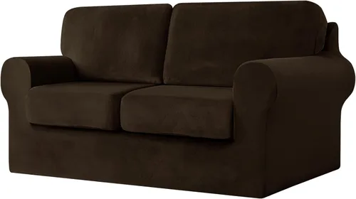 Miniatura 10 de UNBBRRL Fundas de sofá de 3 piezas para sofá, funda de terciopelo elástico para sillón con 1 funda de cojín de asiento y 1 funda de respaldo