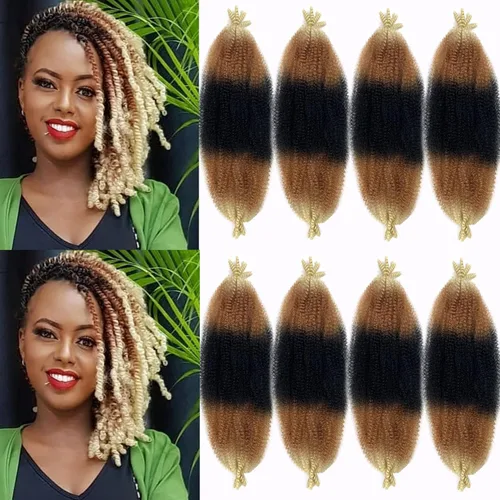 Miniatura 24 de Cabello afro Twist morado degradado de 16 pulgadas, cabello Marley pre-separado para rastas suaves, cabello trenzado Marley Twist Ombre Kinky Spring