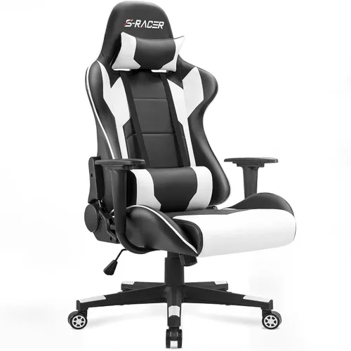 Miniatura 13 de Homall Silla de juegos, silla de oficina con respaldo alto, silla de computadora de cuero, silla de escritorio racing ejecutiva, ergonómica, Negro