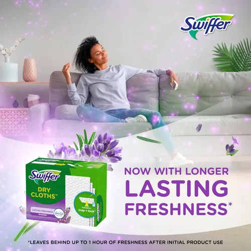 Miniatura 5 de Swiffer Barrido + trapeador, repuesto de almohadillas secas, limpiador de suelos para suciedad, polvo, cabello, paños de limpieza para trapear