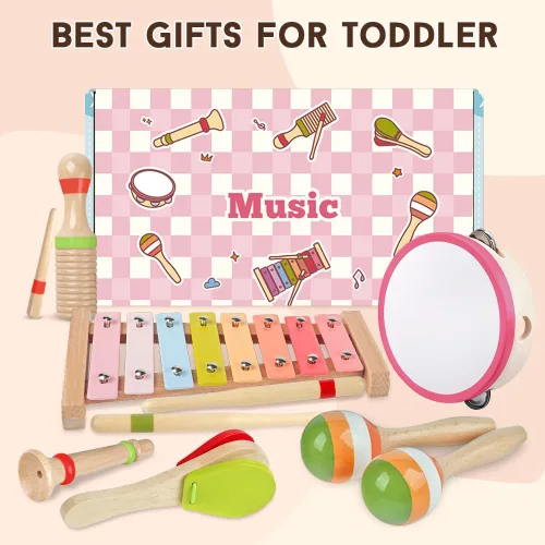 Miniatura 6 de Instrumentos musicales para bebés para niñas, juguetes Montessori de madera para niños pequeños de 1 a 3 años, juego de instrumentos de percusión