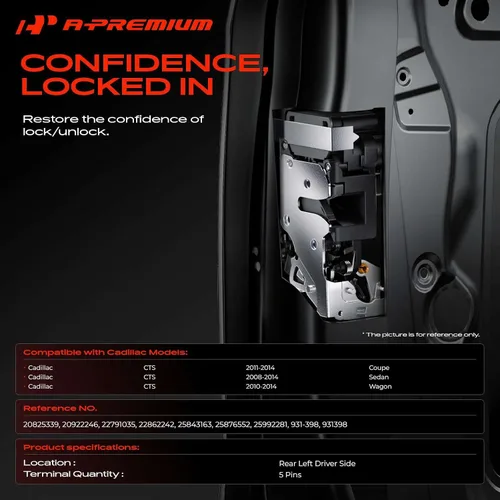 Miniatura 2 de A-Premium Actuador de Cerradura de Puerta Compatible con Vehículos Cadillac - CTS 2008-2014, Sedán, Cupé - Lado Trasero Izquierdo del Conductor