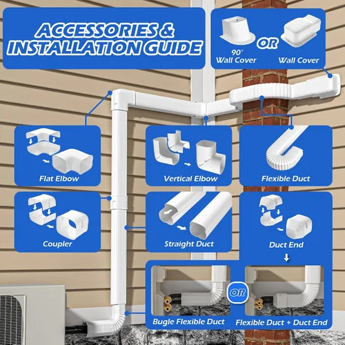 Miniatura 3 de Kit de cubierta de línea decorativa de PVC de 3 pulgadas y 17 pies [instalación rápida] para acondicionadores de aire mini split sin conductos