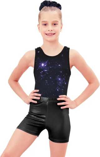 Miniatura 2 de Leotardos de gimnasia para niñas con pantalones cortos brillantes para bailar ballet