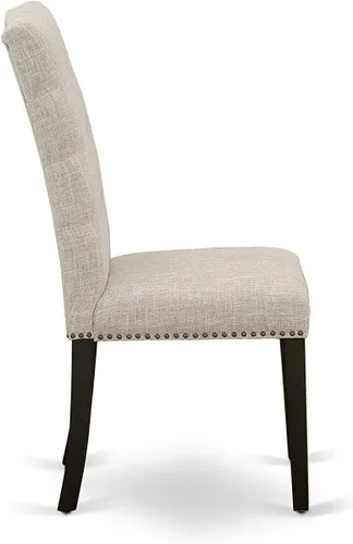 Miniatura 8 de East West Furniture HBEL3-ABK-35 - Juego de mesa y sillas de cocina de 3 piezas que contiene una mesa de comedor redonda con pedestal y 2 sillas