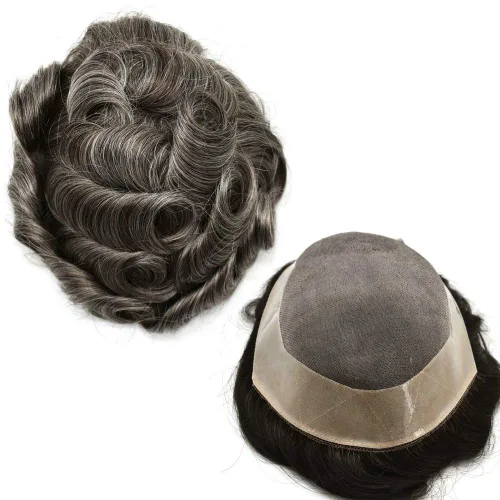 Miniatura 40 de LYRICAL HAIR Toupee - Sistema de cabello de repuesto para hombre, monofilamento fino, monofilamento, peluca de cabello humano de piel duradera