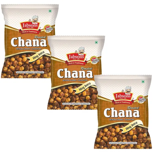Jabsons - Garbanzos Chana asados (paquete de 3), 5.29 oz x 3 (Hing Jeera)