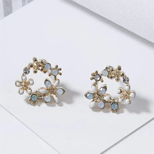 Miniatura 3 de HAOWANG Pendientes elegantes de diamantes de imitación para mujer, diseño de círculo, para decoración de regalos