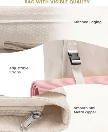 Miniatura 4 de Gonex Bolsa para Esterilla de Yoga, Bolsa de Gimnasio Tipo Tote con Múltiples Bolsillos para Mujeres y Hombres, Portaesterillas de Yoga de Lona