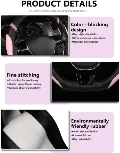 Miniatura 6 de Cxtiy Funda para volante con parte inferior plana en forma de D para mujeres y niñas, elegante accesorio antideslizante para el interior del Rosa