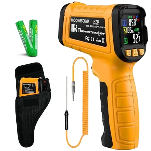 Miniatura 19 de Pistola de termómetro infrarrojo 50:1, pistola de temperatura láser sin contacto de -58 °F a 2732 °F para cocinar, horno de pizza, reptil, plancha