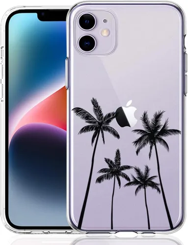Miniatura 17 de Compatible con iPhone 11, funda transparente con flores florales a prueba de golpes, parte trasera dura, delgada, bonita funda transparente