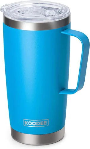 Miniatura 51 de Koodee - Vaso delgado de acero inoxidable de 20 onzas (4 unidades) aislado con doble pared, vaso de agua con 4 tapas, 4 popotes y 2 cepillos