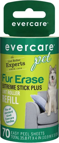 Evercare Recambio de rodillo multiusos para pelusas de mascotas, 70 hojas fáciles de despegar, compatible con rodillos de tamaño estándar de