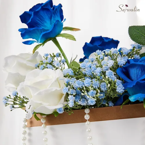 Miniatura 6 de Serwalin 33 flores artificiales de aliento de bebé, flores falsas azules de tacto real para ramos de boda, centros de mesa, gypsophila sintética