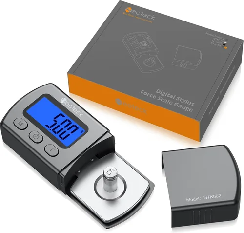 Miniatura 10 de Neoteck balanza digital para aguja de tocadiscos, calibrado de 0.01g, retroiluminación LCD azul para cartucho fono del brazo Plateado