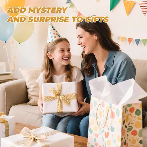 Miniatura 3 de Simetufy Papel de seda blanco para bolsas de regalo, 270 hojas de 20 x 20 pulgadas, papel de regalo blanco para embalaje, papel de seda de regalo a
