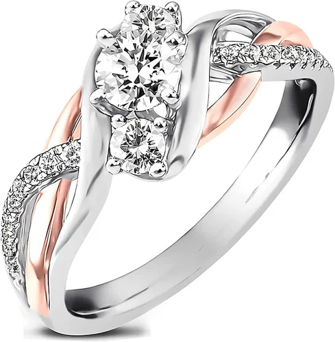 Miniatura 2 de Anillos de compromiso de infinito torcido de 1.8 quilates para mujer, anillo de mossanita chapado en plata esterlina con oro blanco, anillo de boda