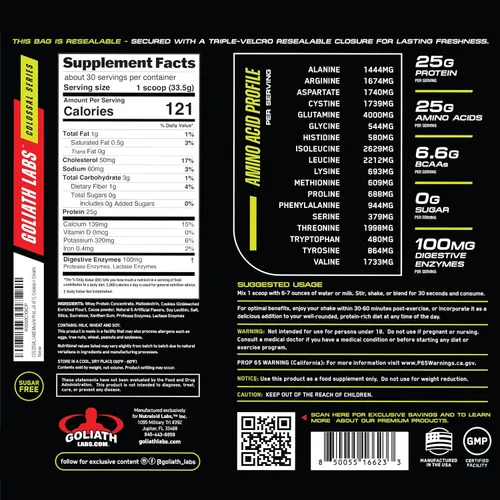 Miniatura 6 de COLOSSAL LABS Muscle Protein - Polvo de suero de leche [5 libras/paquete de 1] – Filtrado en frío, 0.88 oz de proteína pura, 0.18 oz de BCAA