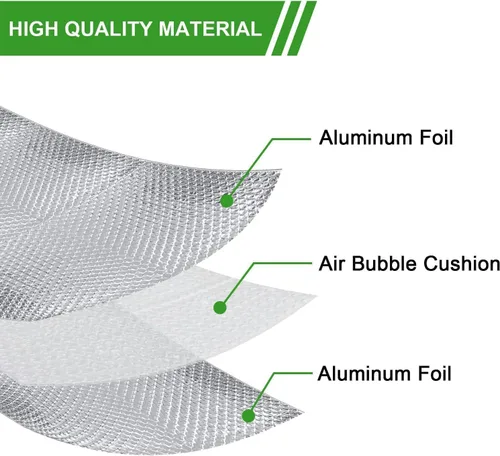 Miniatura 3 de Aislamiento de espuma de polietileno reflectante doble, rollo de burbujas de papel de aluminio de barrera radiante para protección térmica térmica