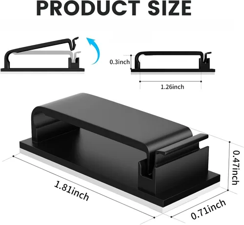 Miniatura 3 de Conwork - Clips para cables, organizador de cables Ethernet, abrazaderas adhesivas para gestión de cables, soporte para cables de escritorio