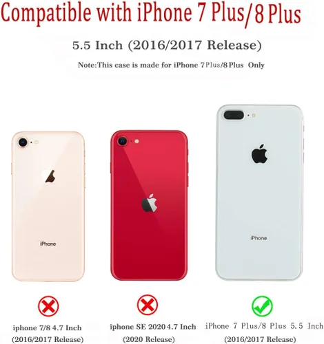 Miniatura 2 de Funda compatible con iPhone 8 Plus/7 Plus (5.5 pulgadas), [protección contra caídas] [arañazos] de silicona líquida a prueba de golpes, antihuellas