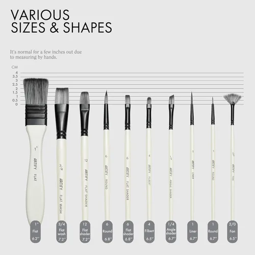 Miniatura 2 de Juego de pinceles de pintura ARTIFY, 10 piezas de pinceles para pintura acrílica con estuche, pinceles de pelo de nailon para acrílico, acuarela