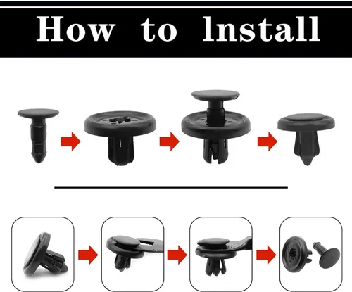 Miniatura 4 de 100 piezas de clips de retención tipo empuje de nylon para cubierta del motor, protección contra salpicaduras del parachoques, forro