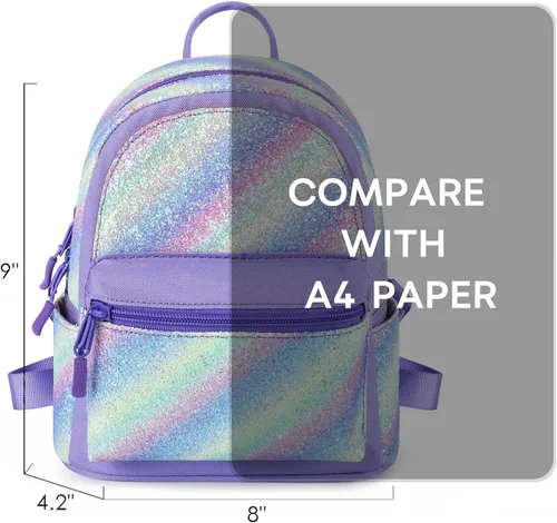 Miniatura 3 de mibasies Mini mochila para niñas y niños, monedero arcoíris