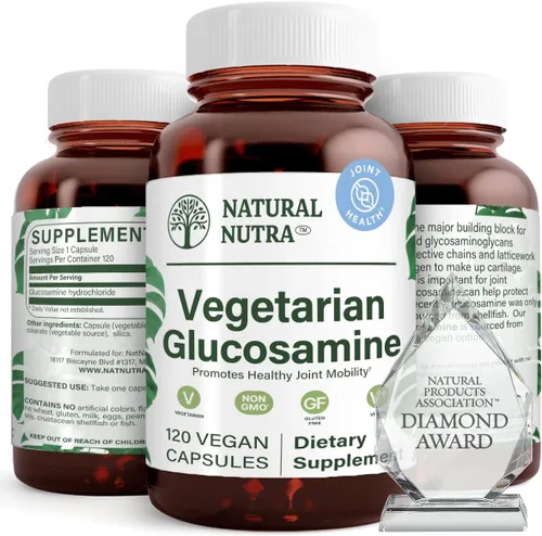 Natural Nutra vegano y vegetariano clorhidrato de glucosamina para hombres y mujeres, Kosher, libre de mariscos, a base de plantas, colágeno,