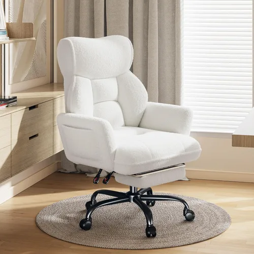 Miniatura 8 de DurayLoly Silla de oficina grande y alta con brazos y respaldo ajustables, silla de oficina ergonómica con reposapiés y tela cómoda para oficina
