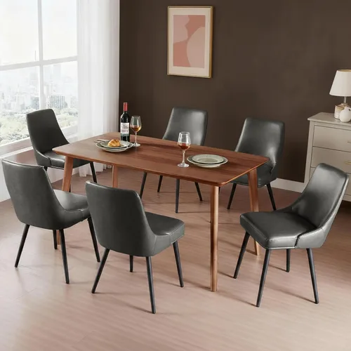 Miniatura 21 de kinmars Juego de 2 sillas de comedor tapizadas modernas con cojín de asiento grueso y respaldo curvo, silla de comedor de tela para cocina, comedor