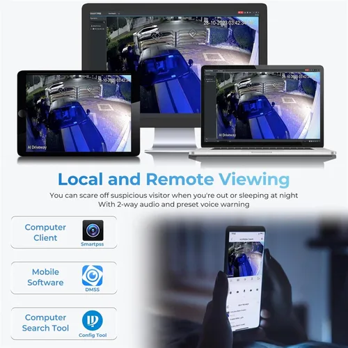 Miniatura 8 de Cámara POE IP TiOC al aire libre de doble lente 4K (8MP) - 2 x 4MP Duo 180° Cámera AI de ángulo amplio panorámico de torreta IP de doble