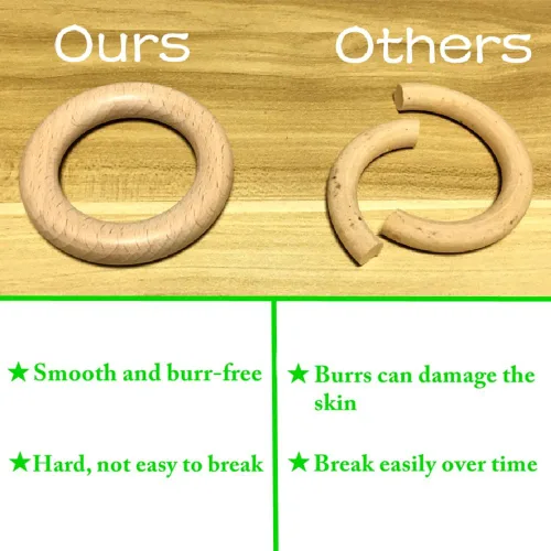 Miniatura 5 de Anillos de madera, 10 unidades sin terminar de 2.8 in de madera de haya natural maciza, círculos sin pintura para manualidades, conectores