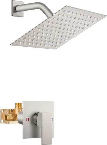Miniatura 13 de Airuida Juego de grifo de ducha para baño, sistema de ducha de lluvia de acero inoxidable SUS304, mango único con roscas macho, válvula de Níquel