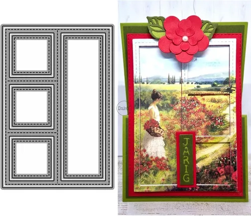 Miniatura 28 de DzIxY Troqueles de corte de metal de borde irregular para kit de fabricación de tarjetas, troquelados, troquelados, plantillas de máquina de álbumes