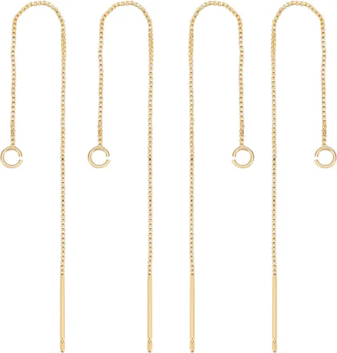Miniatura 9 de Beebeecraft 10 unidades/caja de hilos de oreja de 4.055 in chapados en oro de 18 quilates, hilo largo para tirar de cadena larga con lazo para hacer