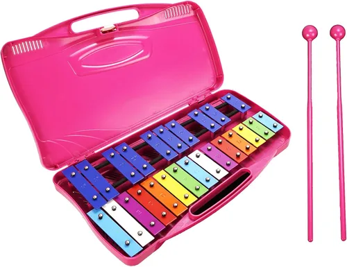 Miniatura 10 de Soulmate Xilófono Glockenspiel de 25 notas para niños, juguete musical colorido con teclas de metal, instrumento xilófono profesional con estuche