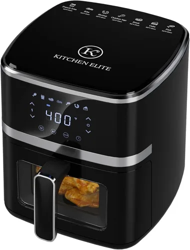 Kitchen Elite Horno digital freidora de aire, olla compacta con ventana, 7 preajustes, cesta antiadherente para cocción rápida, fácil limpieza, 5.28