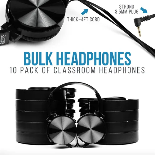 Miniatura 2 de Barks Auriculares para el aula (paquete de 10): Auriculares a granel para estudiantes de primera calidad: perfectos para niños, grados K-12