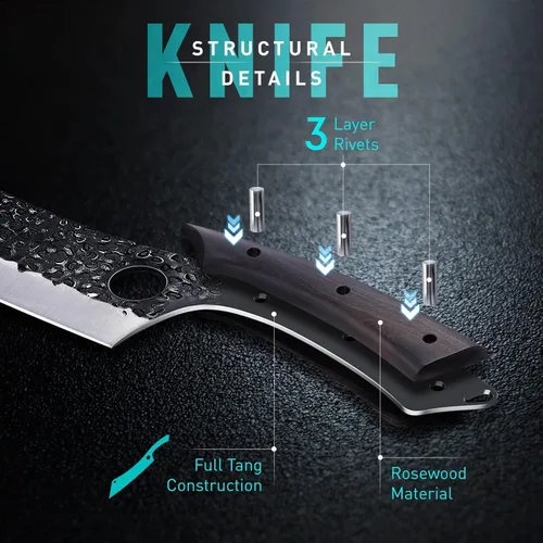 Miniatura 6 de PURPLEBIRD Cuchillo de trinchar de 12 pulgadas, cuchillo de corte ultra afilado, cuchillos de pechuga forjados a mano, cortador de carne de acero