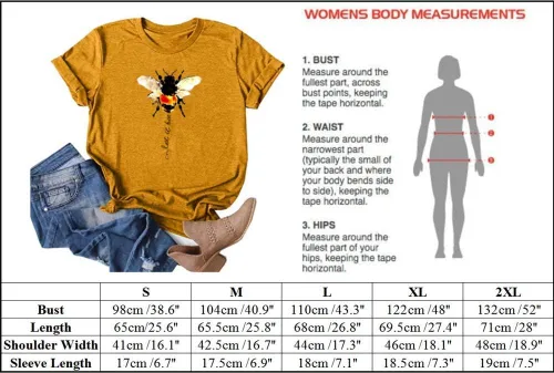 Miniatura 2 de Camisetas con estampado gráfico Be Kind para mujer, cuello en V, lindas camisetas casuales de verano