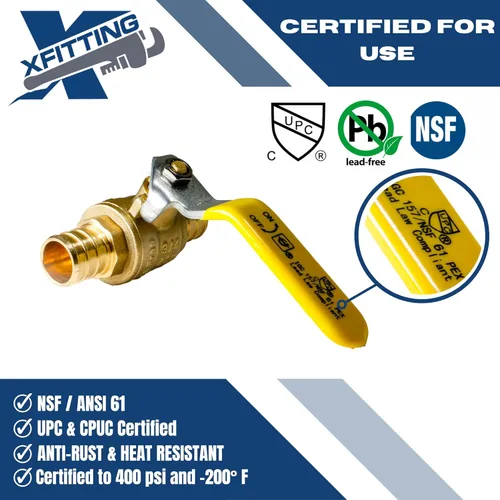 Miniatura 3 de XFITTING Válvula de bola Pex de 3/4 pulgadas, de puerto completo, de latón, 1 pieza